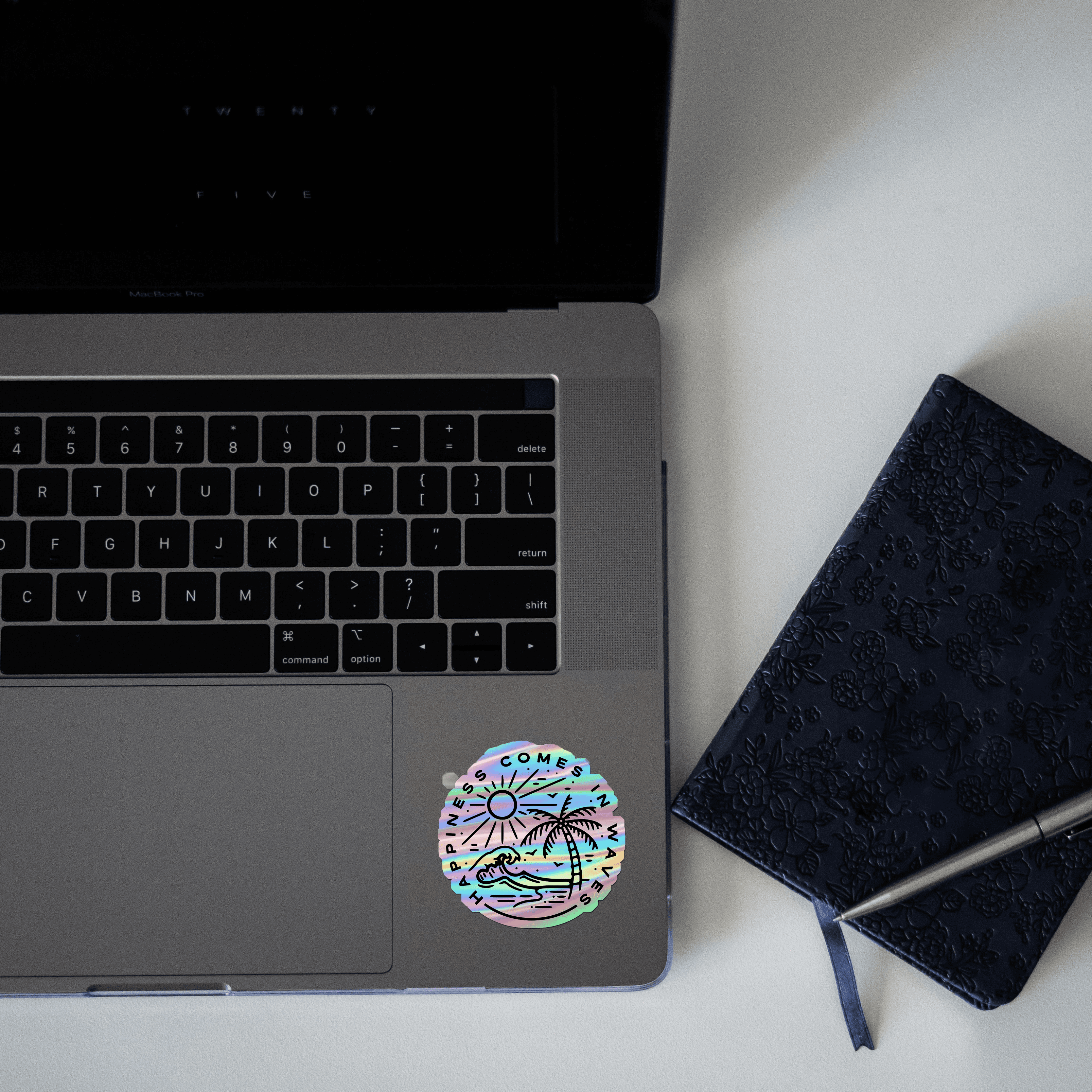Happiness Comes in waves Holographic Sticker - sticckiz.com