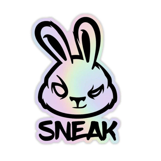 Bunny Sneak Holographic Sticker - sticckiz.com