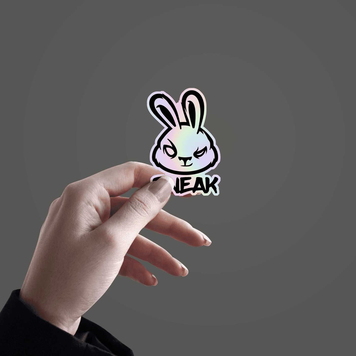 Bunny Sneak Holographic Sticker - sticckiz.com