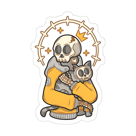 Skeleton with Cat Skeleton Sticker - sticckiz.com