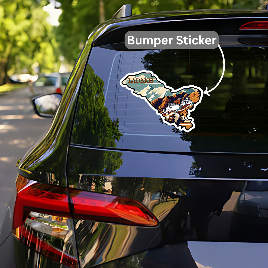Ladakh Map Adventure Bumper Sticker