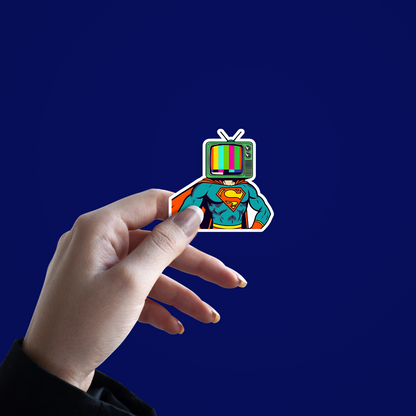 Superman and Vintage Tv Sticker
