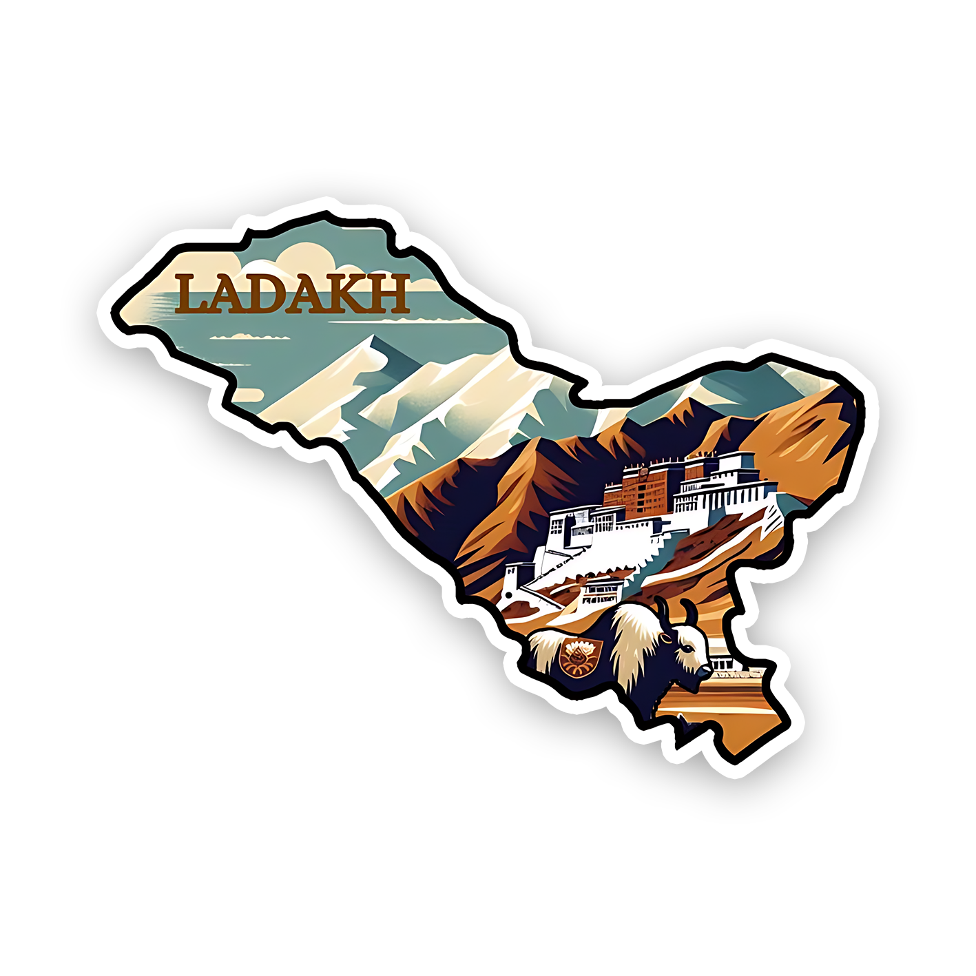 Ladakh Map Adventure Bumper Sticker