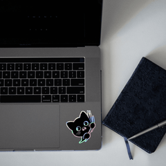 Black Kitty Holographic Sticker - sticckiz.com