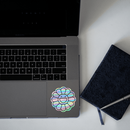 Happy Sunflower Holographic Sticker - sticckiz.com