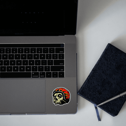 Helmet on Skeleton Sticker - sticckiz.com