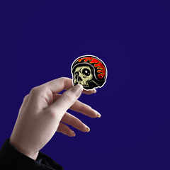 Helmet on Skeleton Sticker