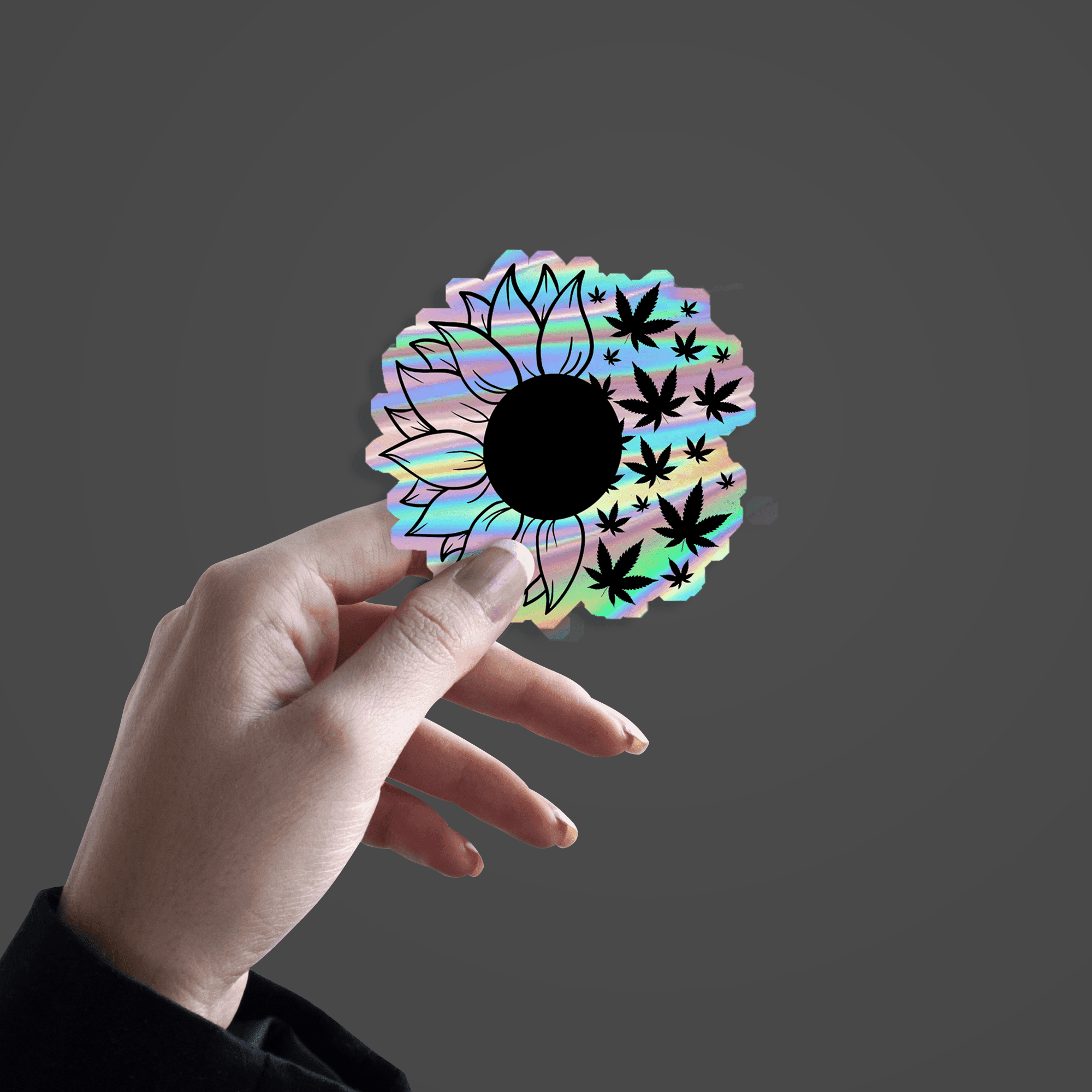 Sunflower Weed Holographic Sticker - sticckiz.com