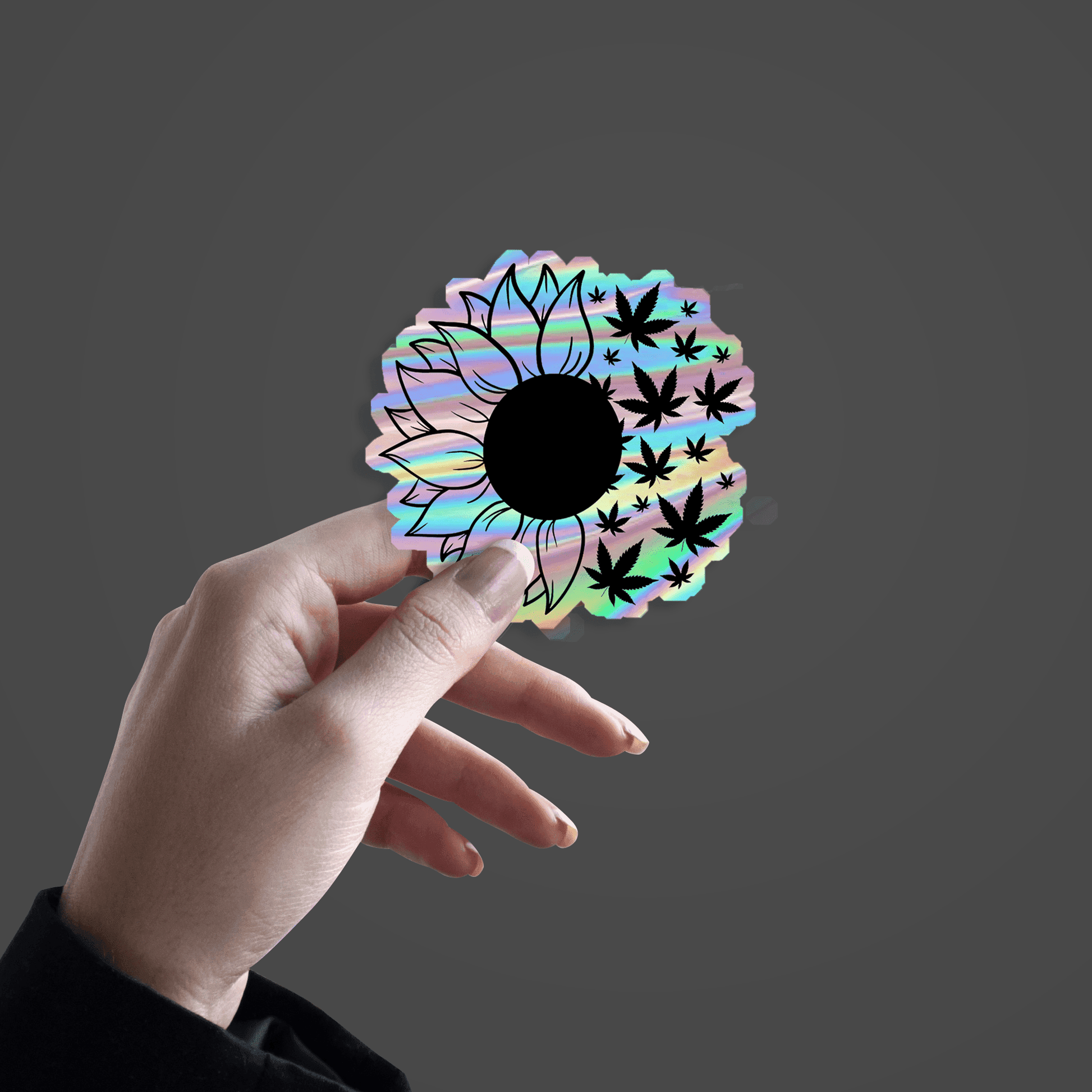 Sunflower Weed Holographic Sticker - sticckiz.com
