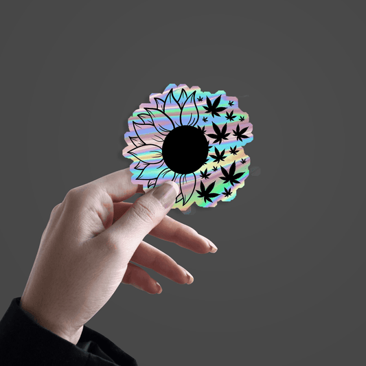 Sunflower Weed Holographic Sticker - sticckiz.com