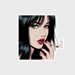Girl smoking Ciga**tte Sticker - sticckiz.com