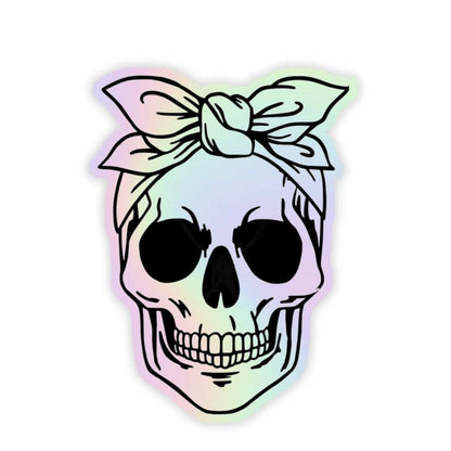 Skeleton with hairband Holographic Sticker - sticckiz.com
