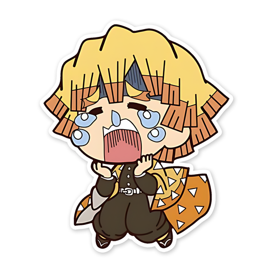 Zenitsu agatsua chibi -style depiction from Demon slayer Sricker