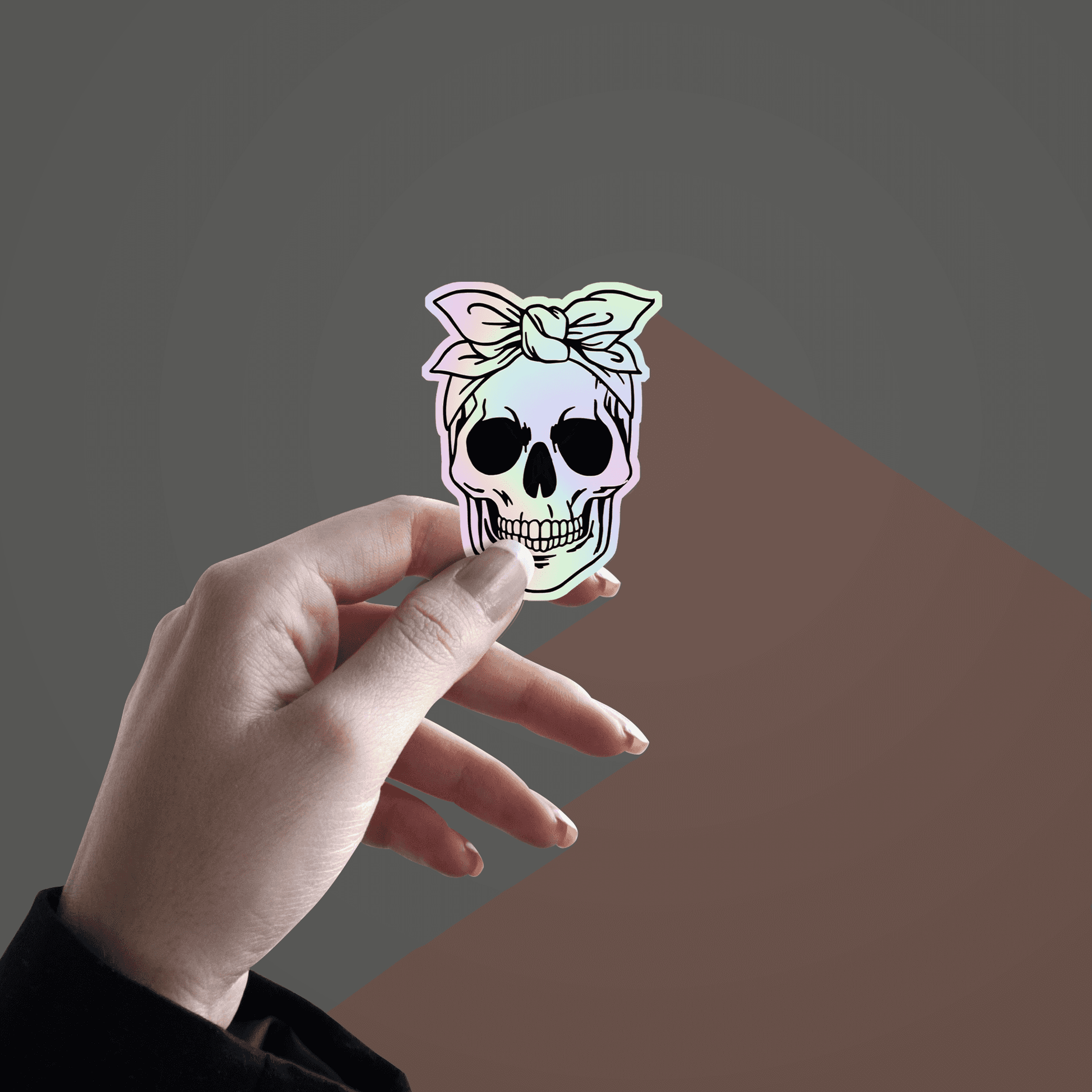 Skeleton with hairband Holographic Sticker - sticckiz.com
