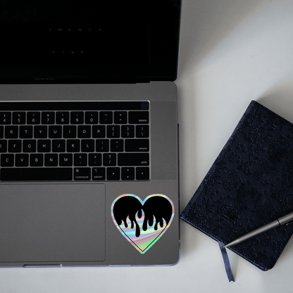 Heart With Fire Holographic Sticker - sticckiz.com