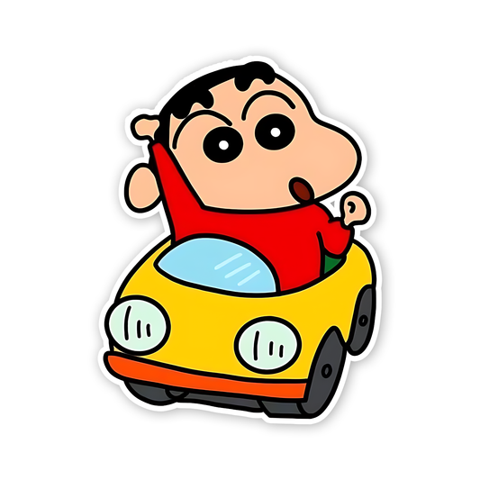 Shinchan on car cute Animation Sticker