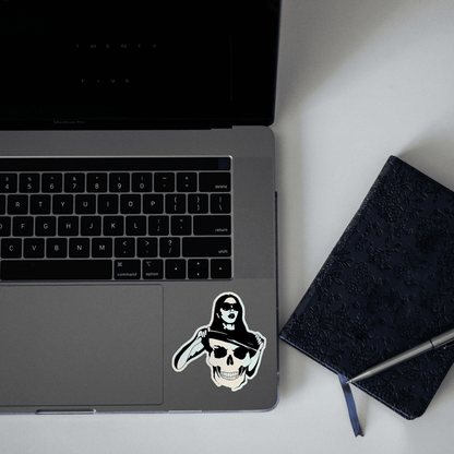 Girl on Skeleton Holographic Sticker - sticckiz.com