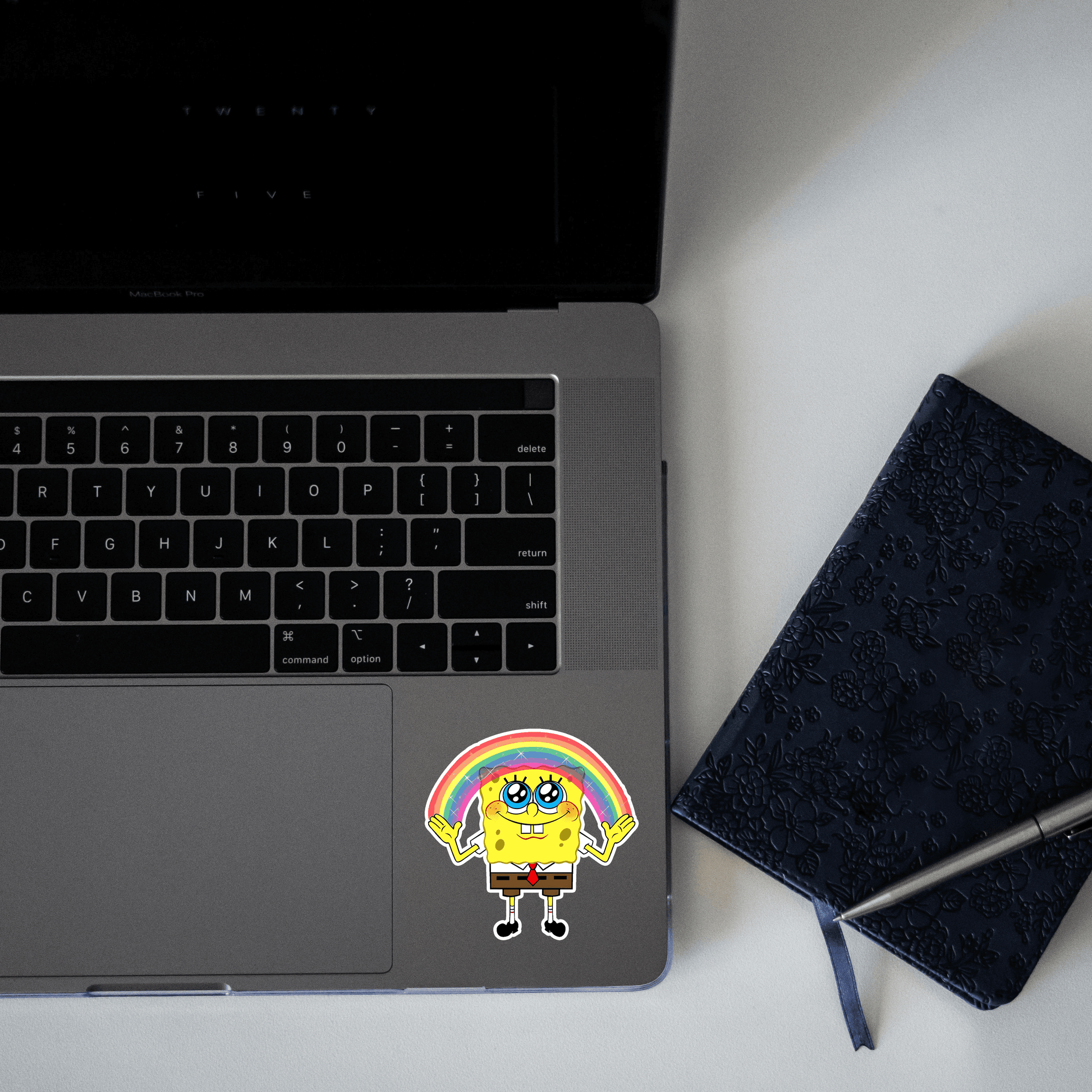 Sponge Bob Making Rainbow Sticker - sticckiz.com