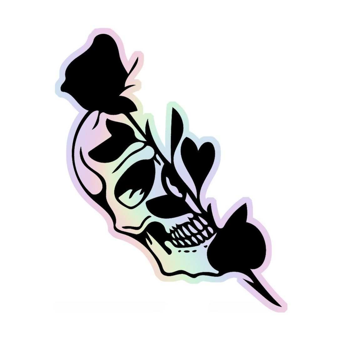 Skeleton Rose Holographic Sticker - sticckiz.com