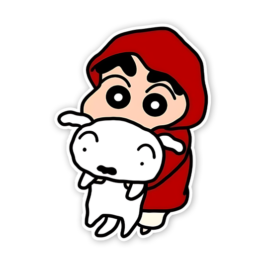 Shinchan with Shiro Sticker