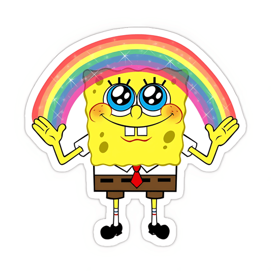 Sponge Bob Making Rainbow Sticker - sticckiz.com