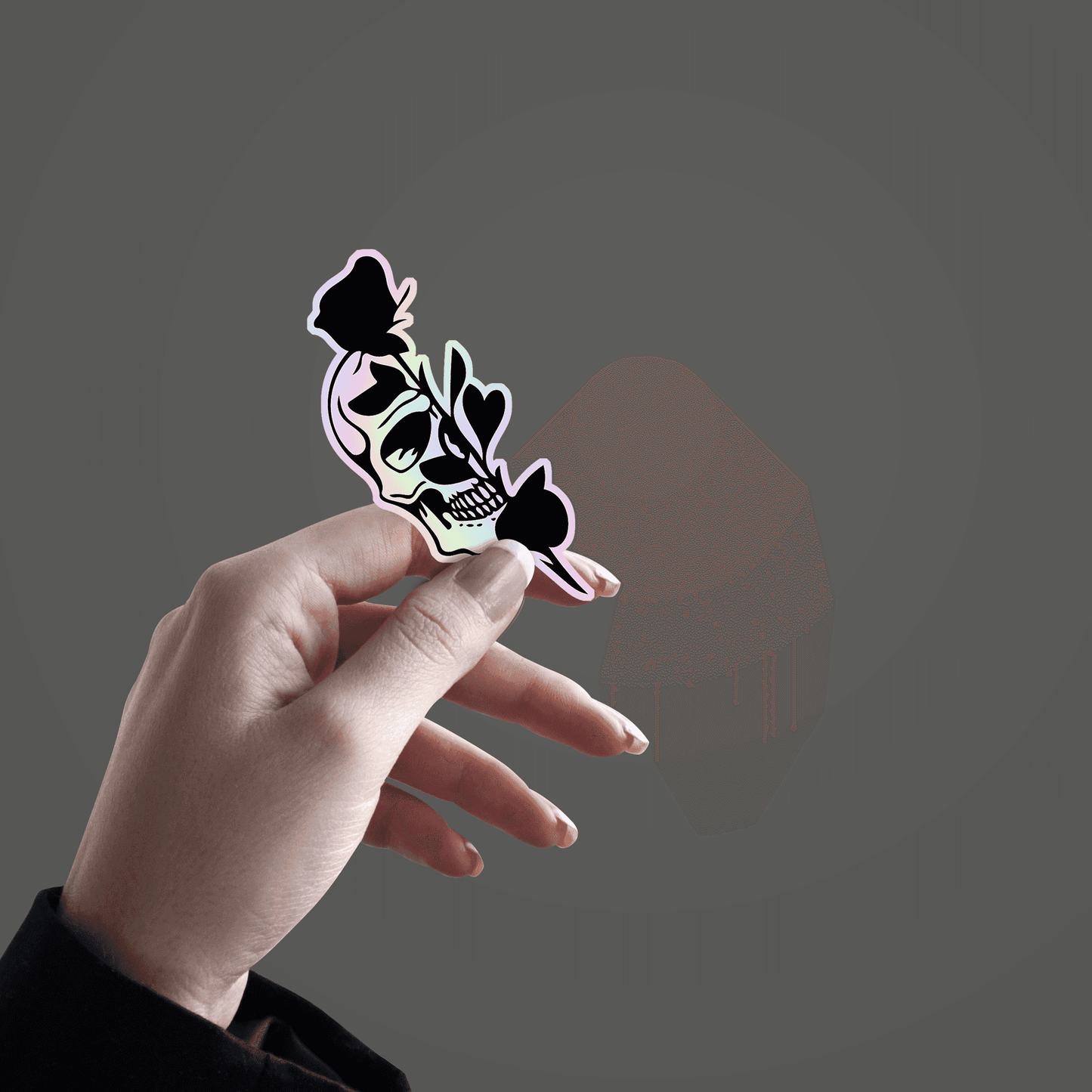Skeleton Rose Holographic Sticker - sticckiz.com