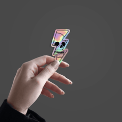 Lightning Skull Holographic Sticker - sticckiz.com