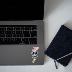Lightning Skull Holographic Sticker - sticckiz.com