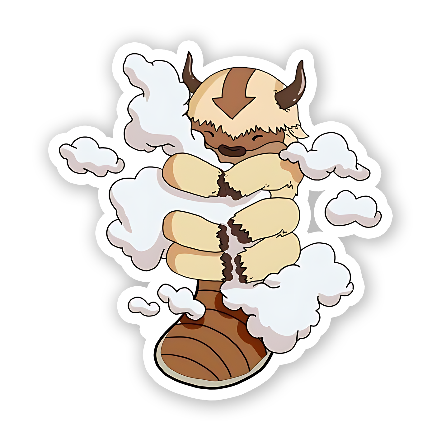 Appa, the flying bison from Avatar: The Last Airbender, cuddling clouds Sticker