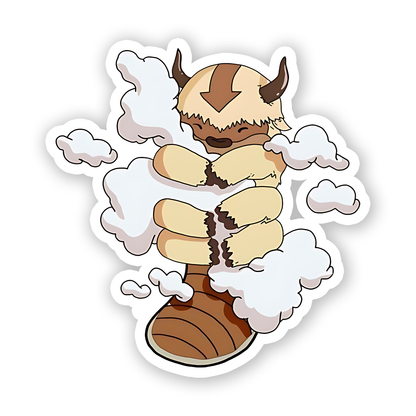Appa, the flying bison from Avatar: The Last Airbender, cuddling clouds Sticker
