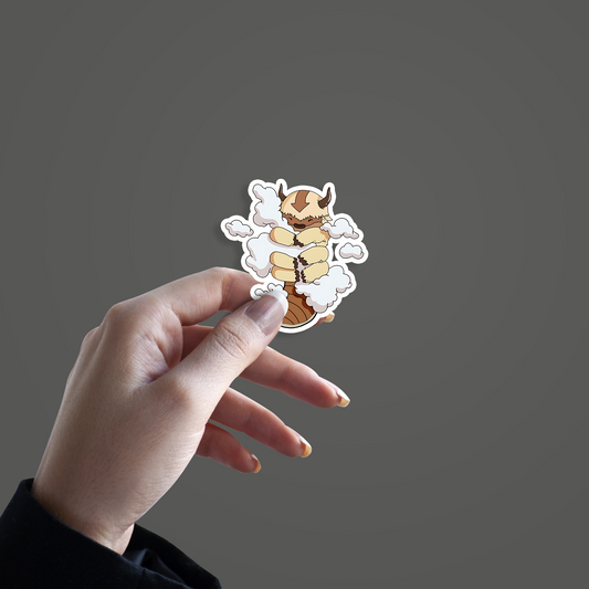 Appa, the flying bison from Avatar: The Last Airbender, cuddling clouds Sticker
