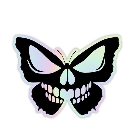 Skeleton Butterfly Holographic Sticker - sticckiz.com