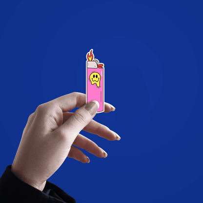 Pink Flaming Lighter Sticker - sticckiz.com