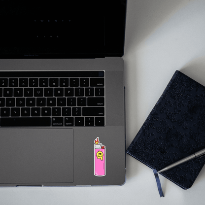 Pink Flaming Lighter Sticker - sticckiz.com