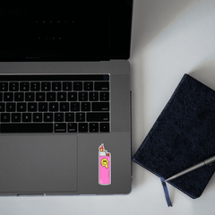 Pink Flaming Lighter Sticker - sticckiz.com