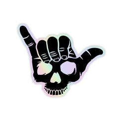 chill hand Skeleton Holographic Sticker - sticckiz.com