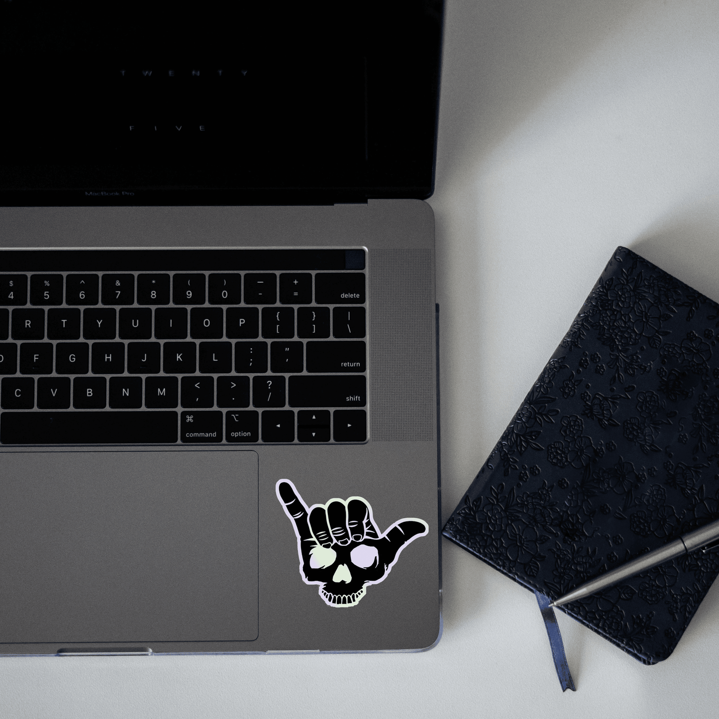 chill hand Skeleton Holographic Sticker - sticckiz.com