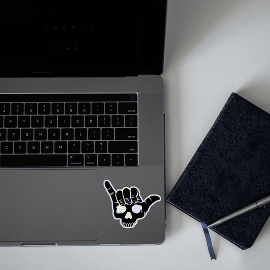 chill hand Skeleton Holographic Sticker - sticckiz.com