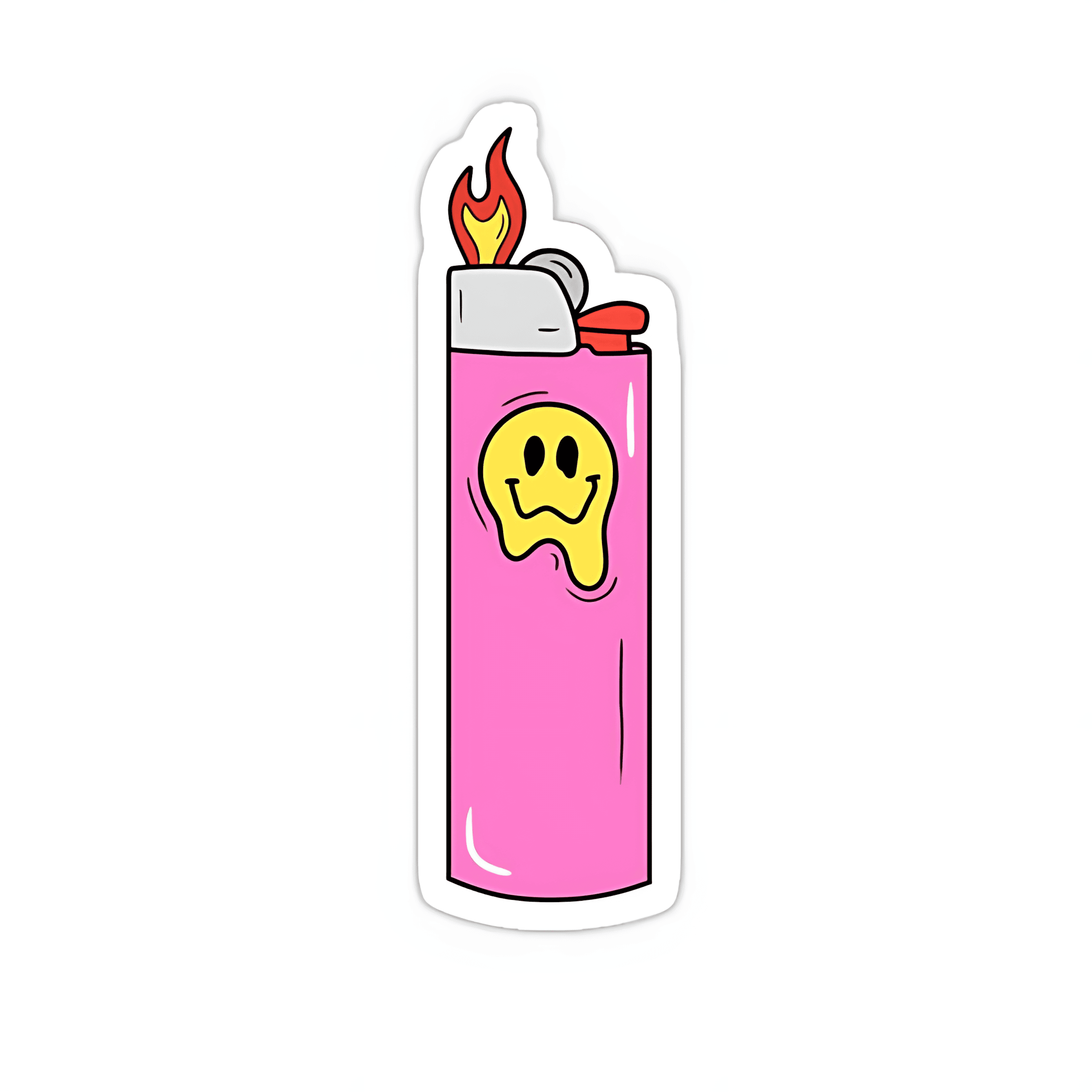 Pink Flaming Lighter Sticker - sticckiz.com