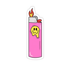 Pink Flaming Lighter Sticker - sticckiz.com