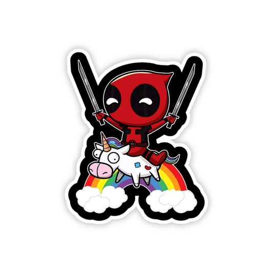 Deadpool riding a Un - sticckiz.com