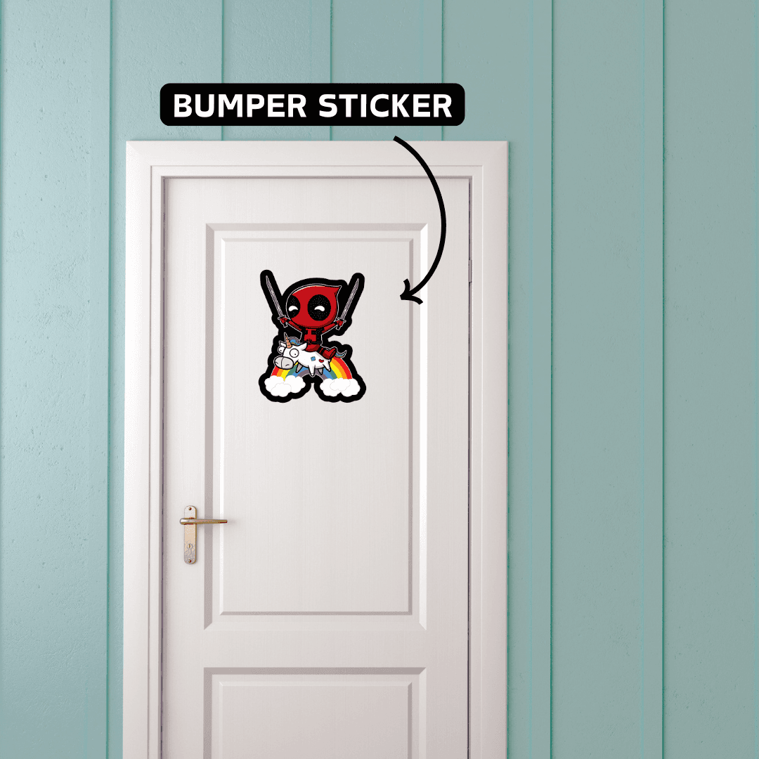 Deadpool riding a Un - sticckiz.com