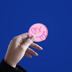 Pink Smiley Face Sticker - sticckiz.com