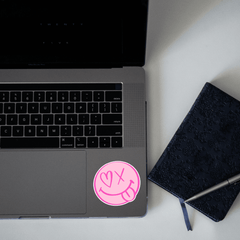 Pink Smiley Face Sticker - sticckiz.com