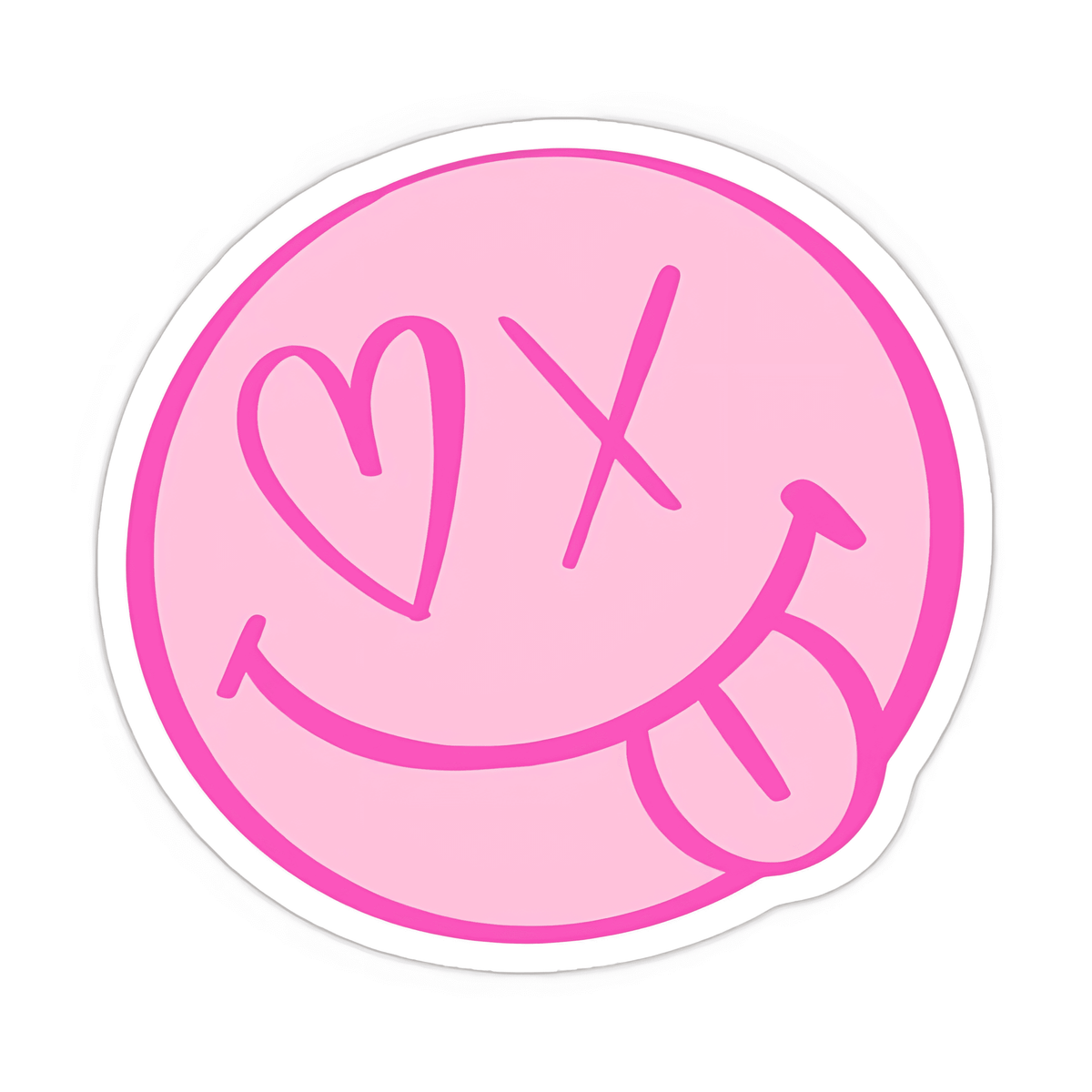 Pink Smiley Face Sticker - sticckiz.com