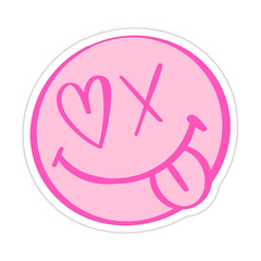 Pink Smiley Face Sticker - sticckiz.com