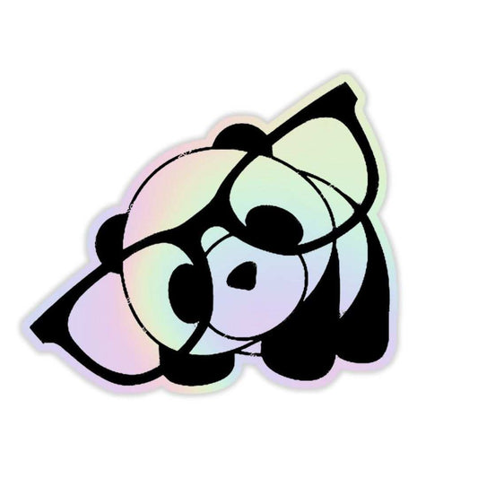 Cute Panda With Big Glasses Holographic Sticker - sticckiz.com