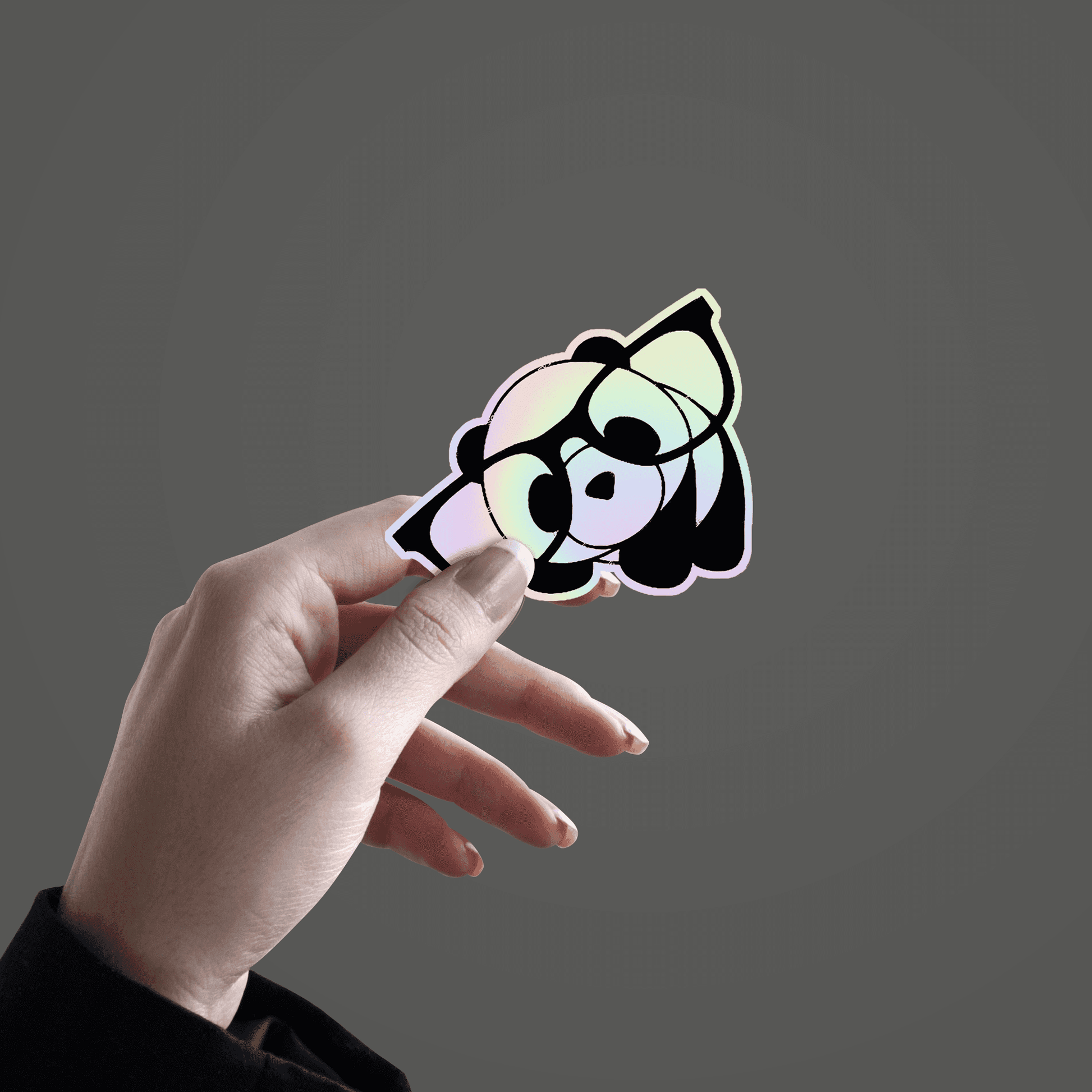 Cute Panda With Big Glasses Holographic Sticker - sticckiz.com
