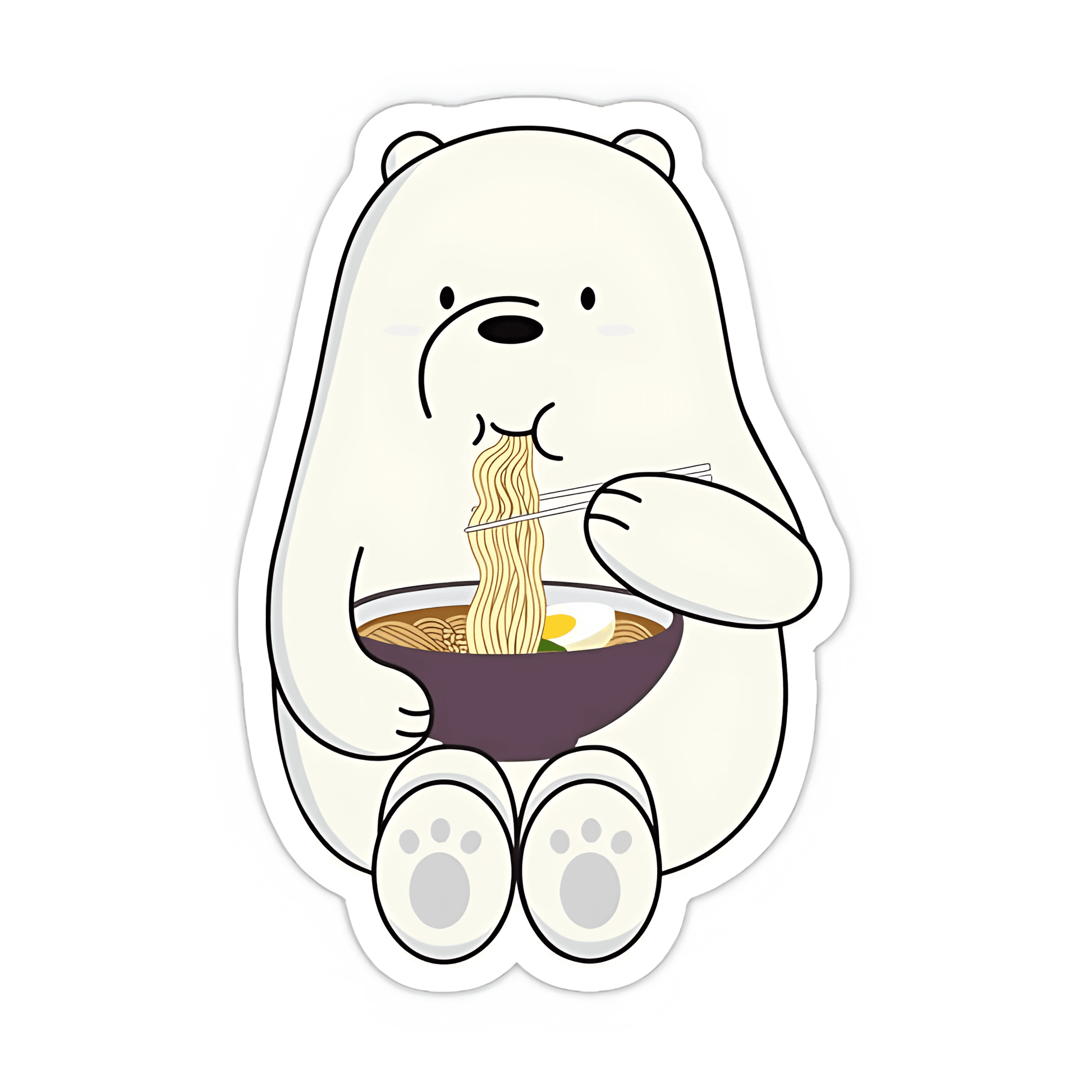 Ice Bear eating Noodles Sticker - sticckiz.com