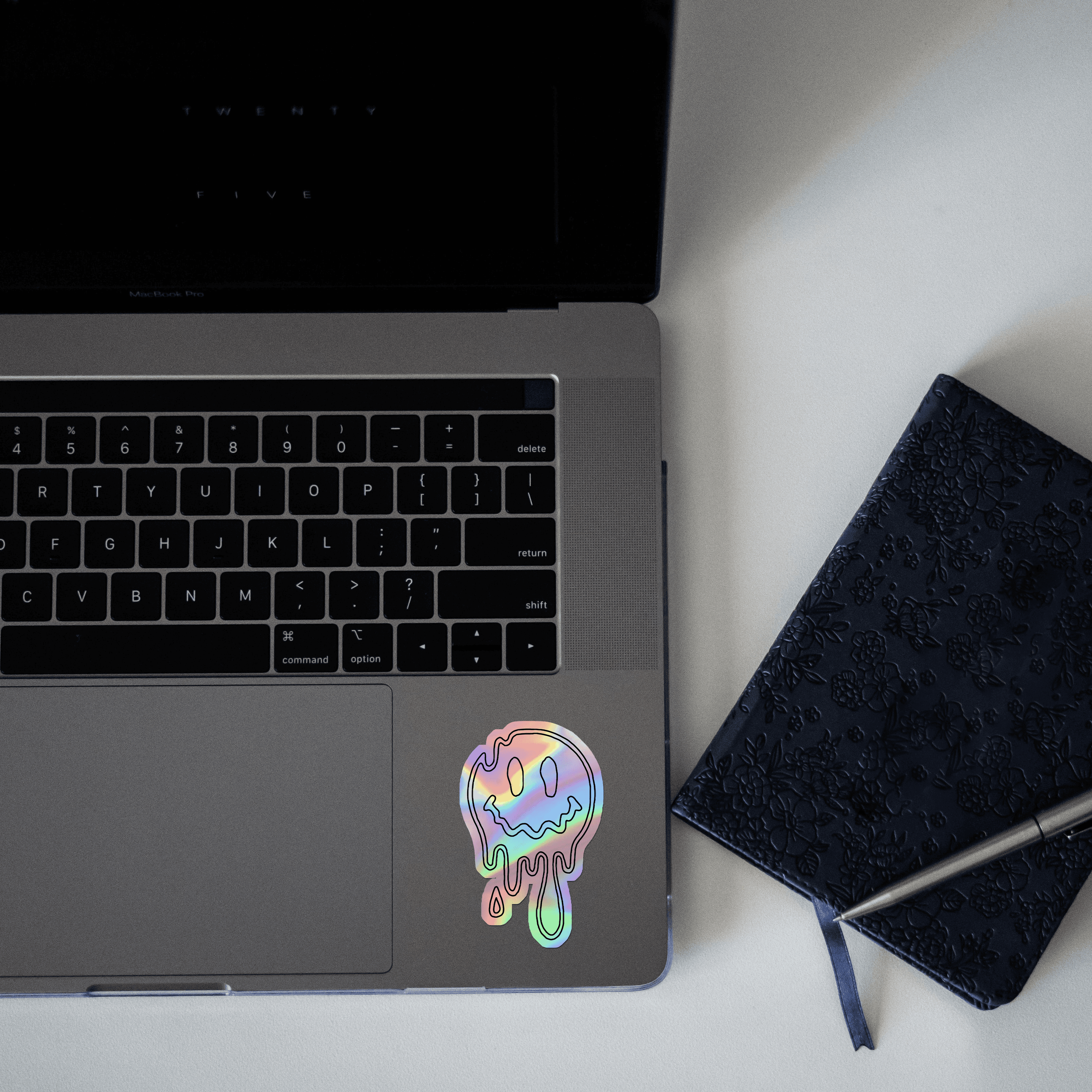Melting Smiley Emoji Holographic Sticker - sticckiz.com